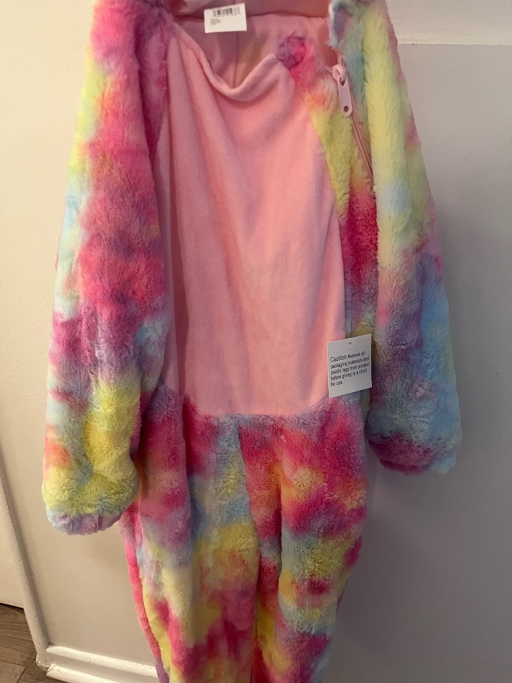 Rainbow Plush Onesie - Pink Multicolor